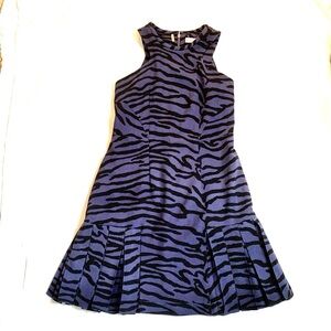 Rebecca Taylor Blue Black Snow Tiger Crepe Halter Dress 4